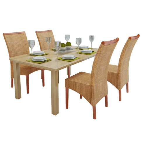 Swen Studio -  Dining Chairs 4 pcs Brown Natural Rattan